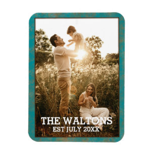 Ímã Elegant Copper And Teal Frame Photo Magnet