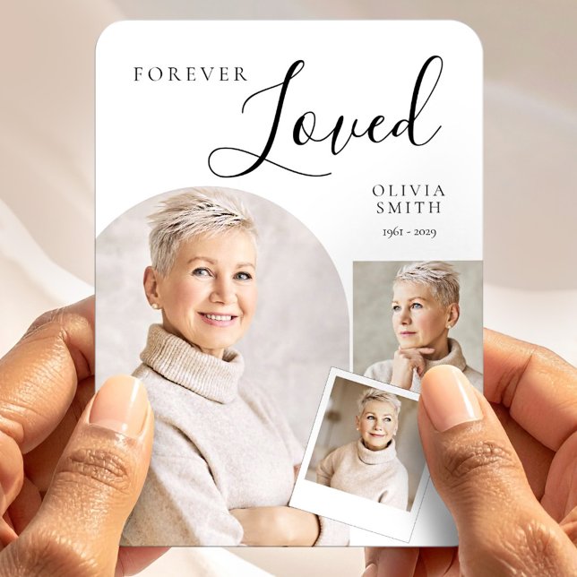 Ímã Elegant Funeral Keepsake with Custom Photo Collage (Criador carregado)