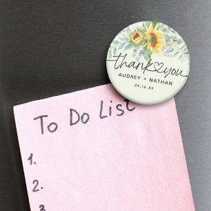 Imã Elegant Girassol Eucalipto Casamento Agradecimento