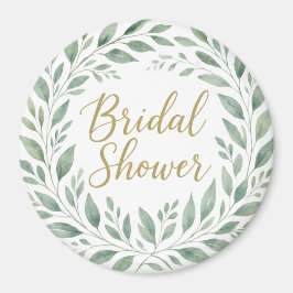 Imã Elegant Greenery Watercolor  Boho Bridal Shower