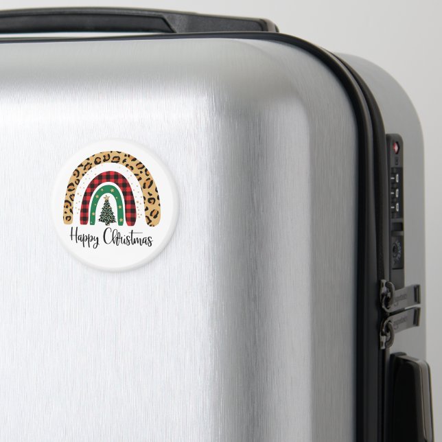 Imã Elegant Happy Christmas Text Art Tree (In Situ (Luggage))