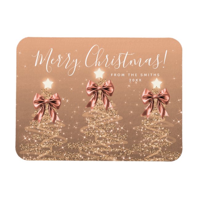 Ímã Elegant Holiday Rose Gold Christmas Trees  (Horizontal)