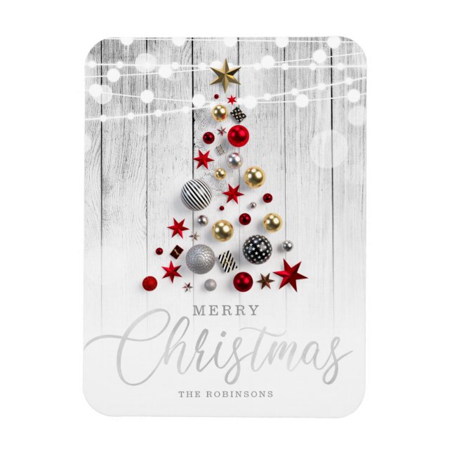 Ímã Elegant Rustic Silver Gold Christmas Tree Holiday (Vertical)