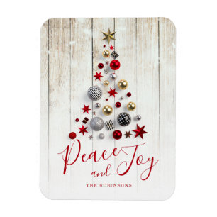 Ímã Elegant Rustic & Simple Family Christmas Holiday