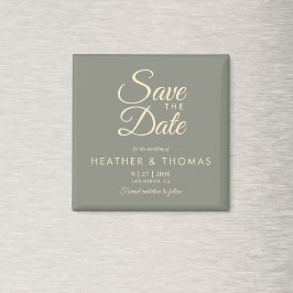 Imã Elegant Sage Green Yellow Save The Date Magnet