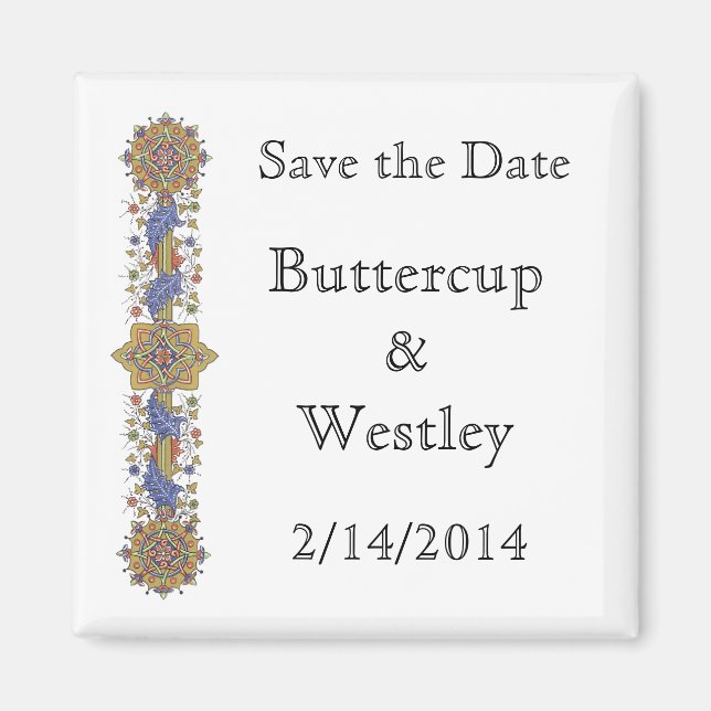 Imã Elegant Save the Date Antique Art Custom Magnets (Frente)