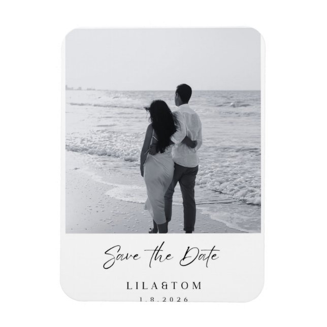 Ímã Elegant Save the Date Wedding Card (Vertical)