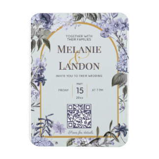 Ímã Elegant violet & gold hydrangea wedding invitation