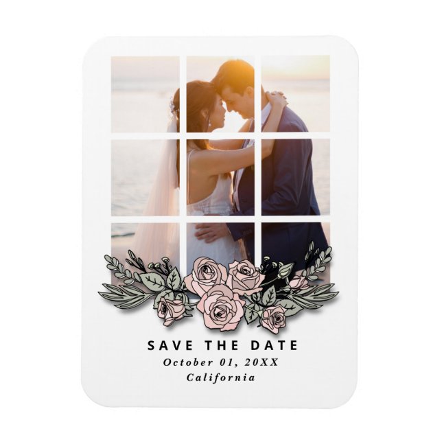 Ímã Elegant Window with Image Wedding Save the Date (Vertical)