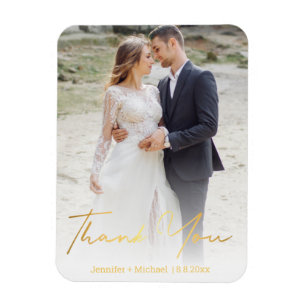 Ímã elegante agradecimento de foto de casamento em let