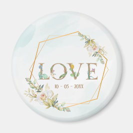 Imã Elegante Amor Floral Verde Dourado