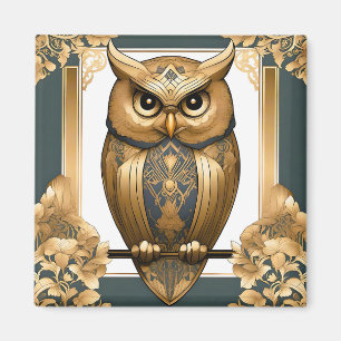 Imã Elegante Art Deco Owl