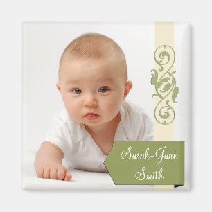 Imã Elegante Banner Baby Photo Keepsasait - Verde