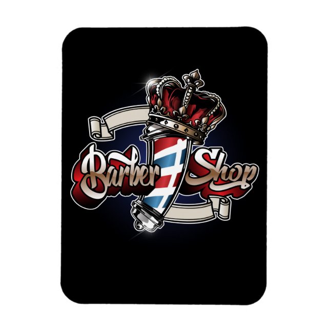 Ímã Elegante Barber Pole e Personalizar Coroa (Vertical)