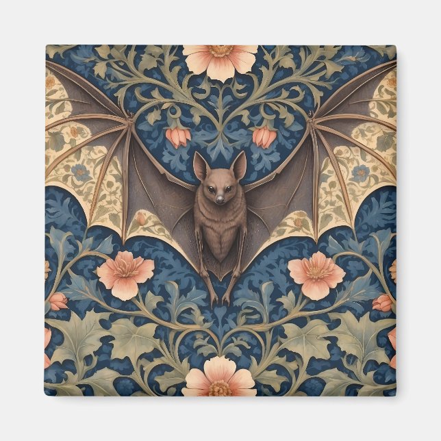 Imã Elegante Bat Voador William Morris Inspirou Floral (Frente)
