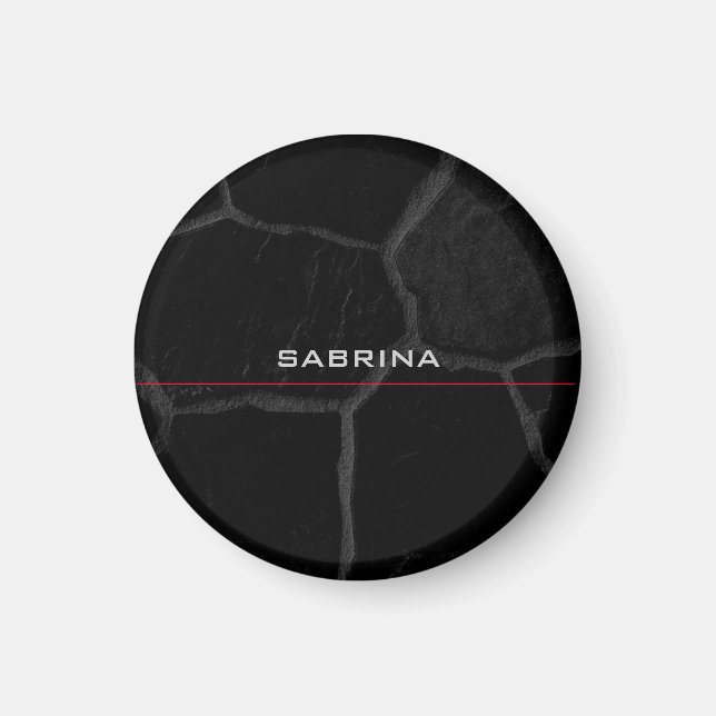 Imã Elegante Black Stone Minimalista Na moda moderno (Frente)