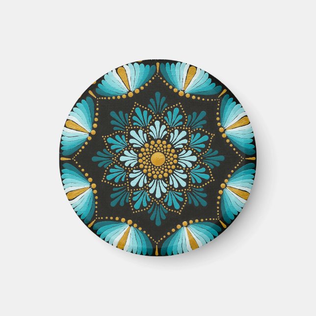 Imã Elegante Blue Mandala | Sacred Geometry Boho | Zen (Frente)