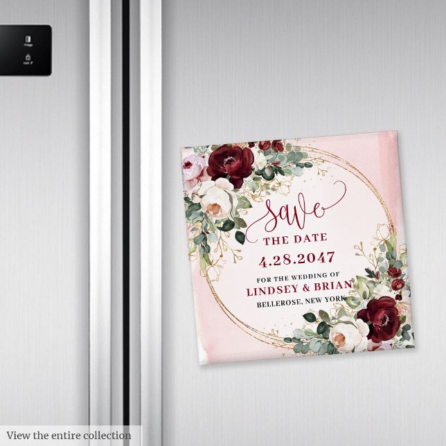 Imã Elegante Boho Borgonha Bege Dourado Ímã Floral (Elegant Boho Burgundy Blush Gold Floral Magnet

)