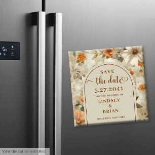 Imã Elegante Boho Terroso Marfim Oliva Floral Salve Da