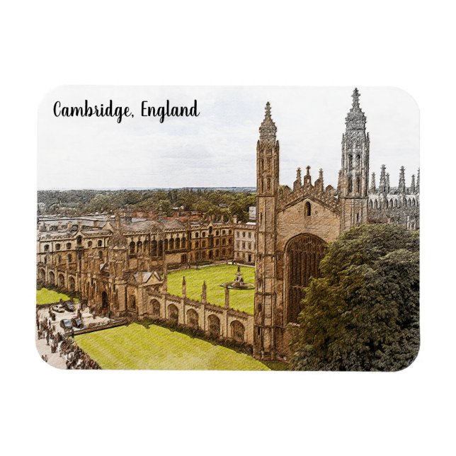 Ímã Elegante Cambridge England UK Panorama View (Horizontal)