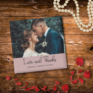 Imã Elegante Casamento Roxo e Amor e Agradecimento Fot