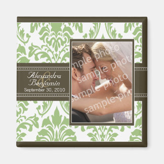 Imã Elegante Casamento tema damasco Favor Magnet: sage