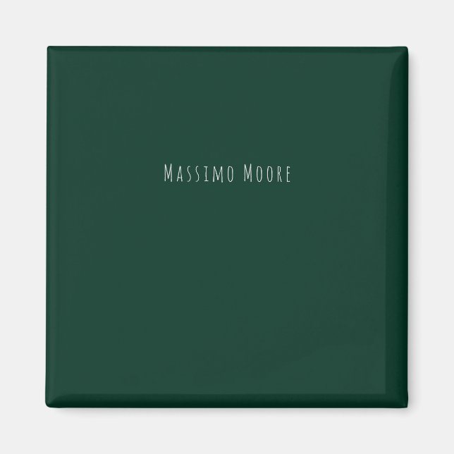 Imã Elegante Casual Simples Verde Escuro Próprio Nome (Frente)