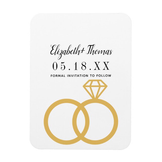 Ímã elegante clássico chique minimal salve a data (Vertical)