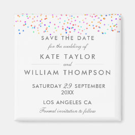 Imã Elegante Confeti Arco-íris Save The Date