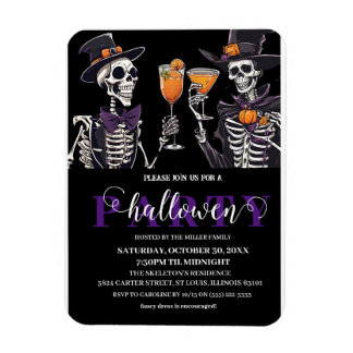 Ímã Elegante Crânio Floral Adulto Festa de Halloween C