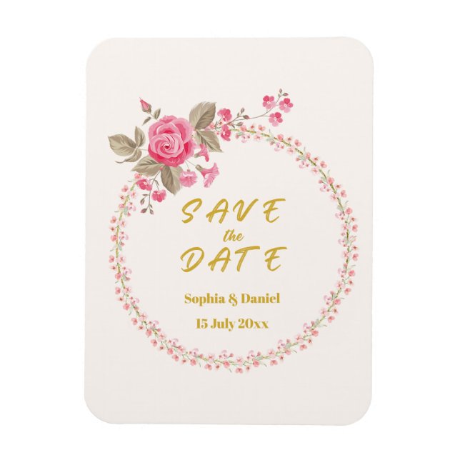 Ímã Elegante de Floral para Salvar a Data do Casam (Vertical)