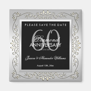 Imã Elegante Decoração Prata 60º Aniversário de Casame