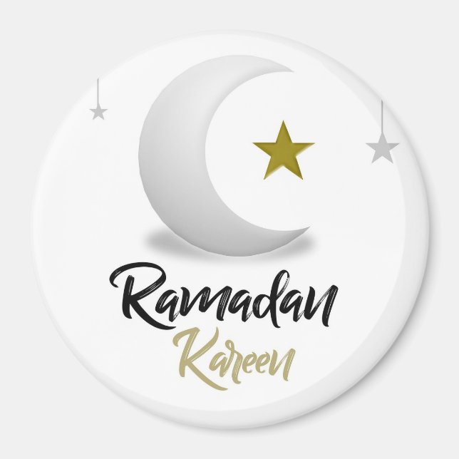 Imã Elegante Desenho do Crescente de Ramadan Kareem Ar (Frente)