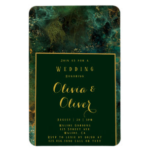 Ímã Elegante Emerald Green e Dourado Casamento de Agit