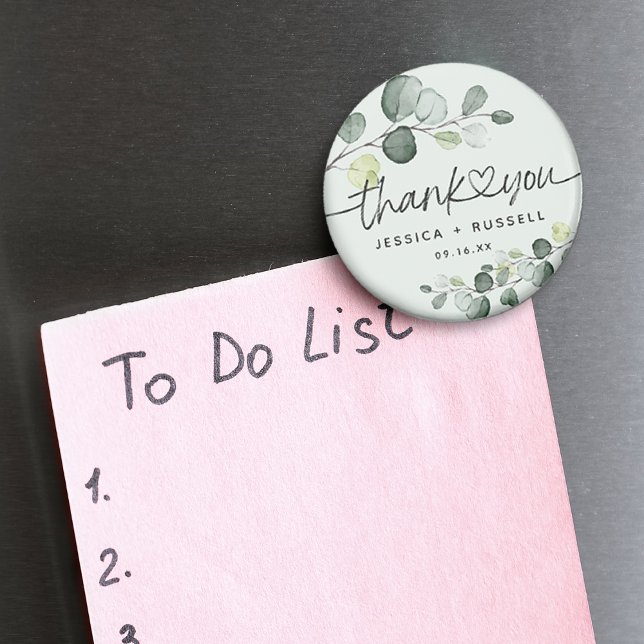 Imã Elegante Eucalyptus Obrigado Casamento (Elegant Eucalyptus Thank You Wedding Magnet)
