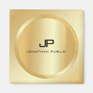 Imã Elegante Faux Dourado Monograma Moderno Modelo Per