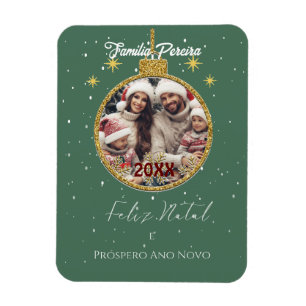 Ímã Elegante Feliz Natal e Próspero Ano Português