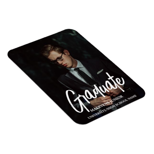 Ímã Elegante Festa de formatura de Tipografia Chic Ann (Lado Direito)