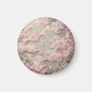 Imã Elegante Flor de Cerejeira Arte Nouveau Espirais
