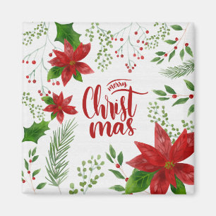 Imã Elegante Floral Feliz Natal   Magnet
