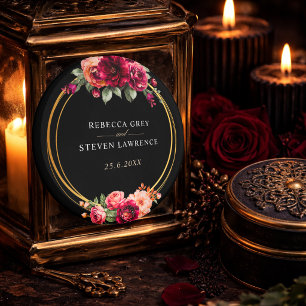 Imã Elegante floral vermelho preto sombrio Casamento r