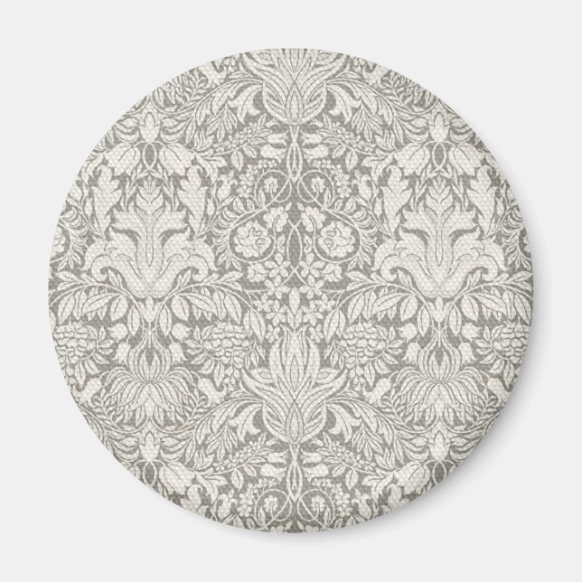 Imã elegante formal brocado de renda damasco branco (Frente)