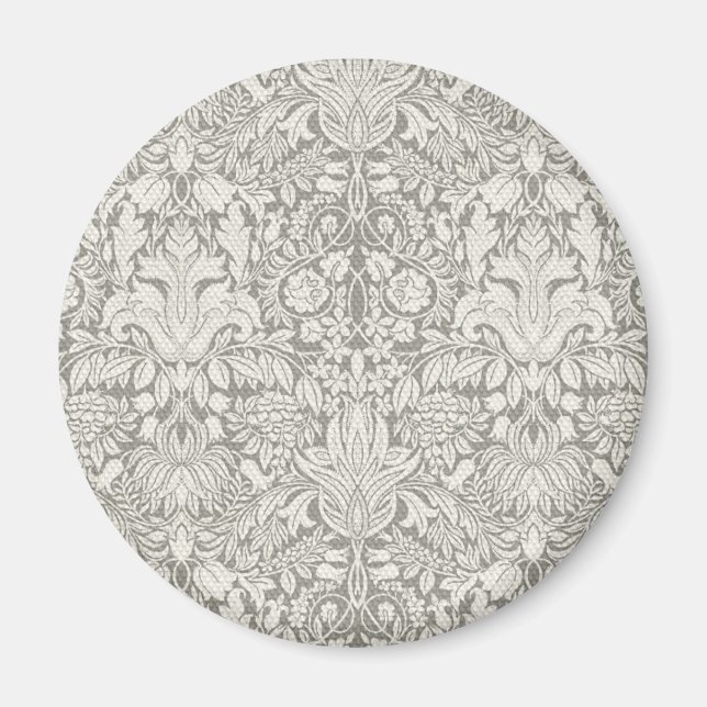 Imã elegante formal brocado de renda damasco branco (Frente)