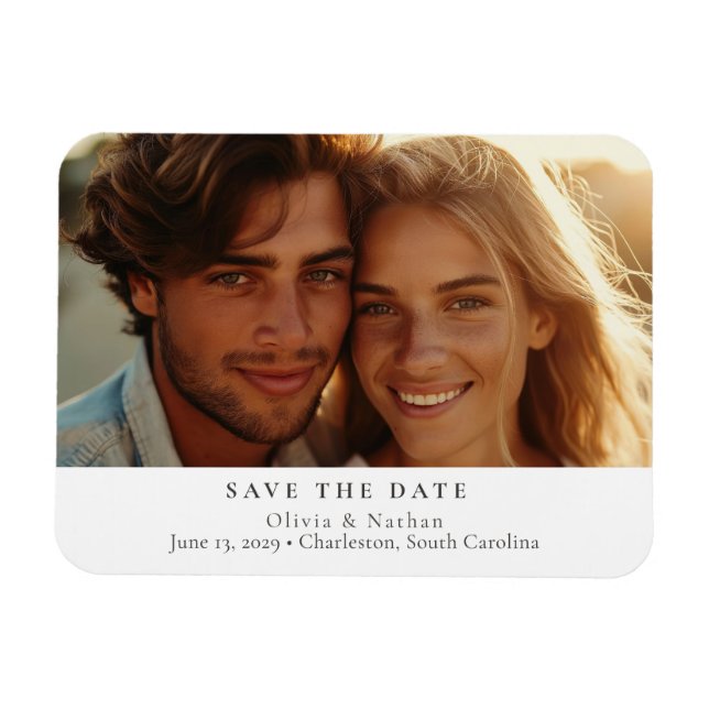 Ímã Elegante Foto Minimalista Moderna Save the Date  (Horizontal)