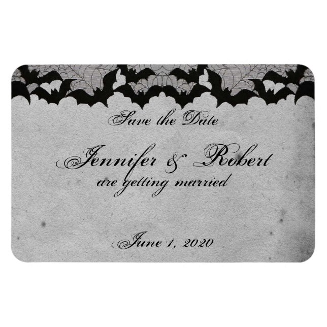 Ímã Elegante Gótica Lace Posh Casamento Salve Data (Horizontal)