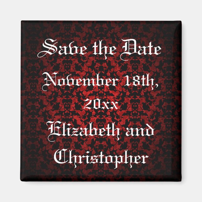 Imã Elegante Gótico Salvar a Data (Frente)