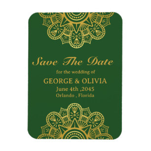Ímã Elegante Mandala Dourado Casamento Indiano Salve A