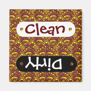 Imã Elegante Maroon e Cor damasco amarela