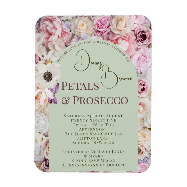 Ímã Elegante Mint Green Floral Arch Summer Showe (Vertical)