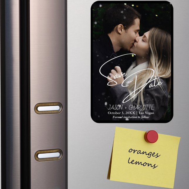 Ímã Elegante Modern Salva O Modelo De Foto De Data (Criador carregado)